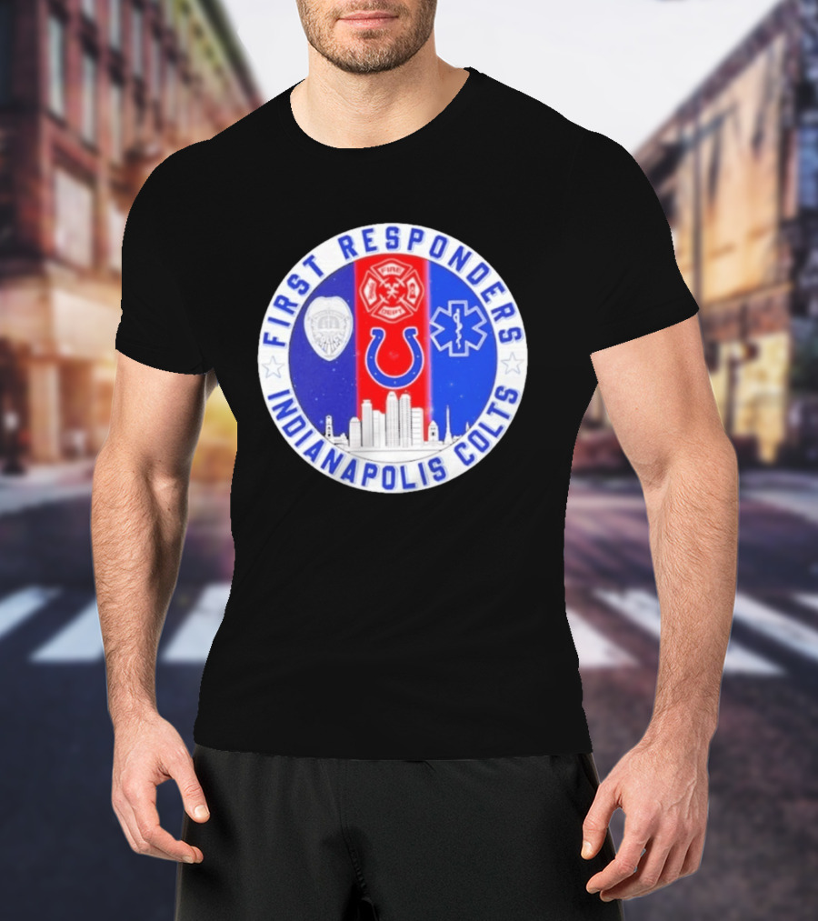 First Responders Indianapolis Colts 9/11 Skyline Police Fire Ambulance T-Shirt