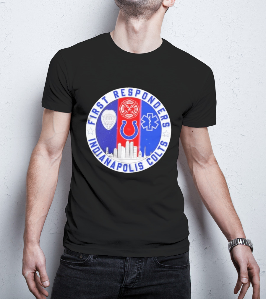 First Responders Indianapolis Colts 9/11 Skyline Police Fire Ambulance T-Shirt