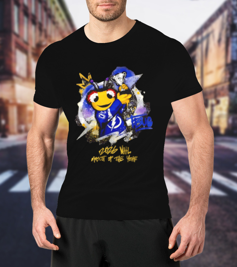 Tampa Bay Lightning Thunderbug Holding Trophy 2026 T-Shirt
