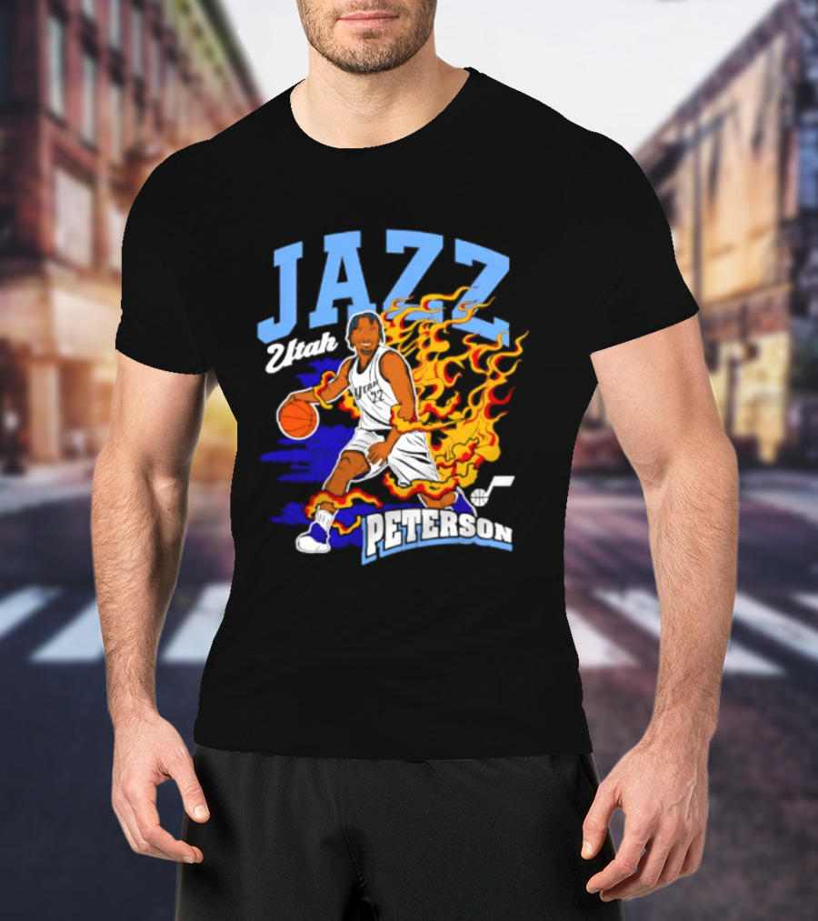 Utah Jazz Darryn Peterson Fiery Basketball Action Fan T-Shirt