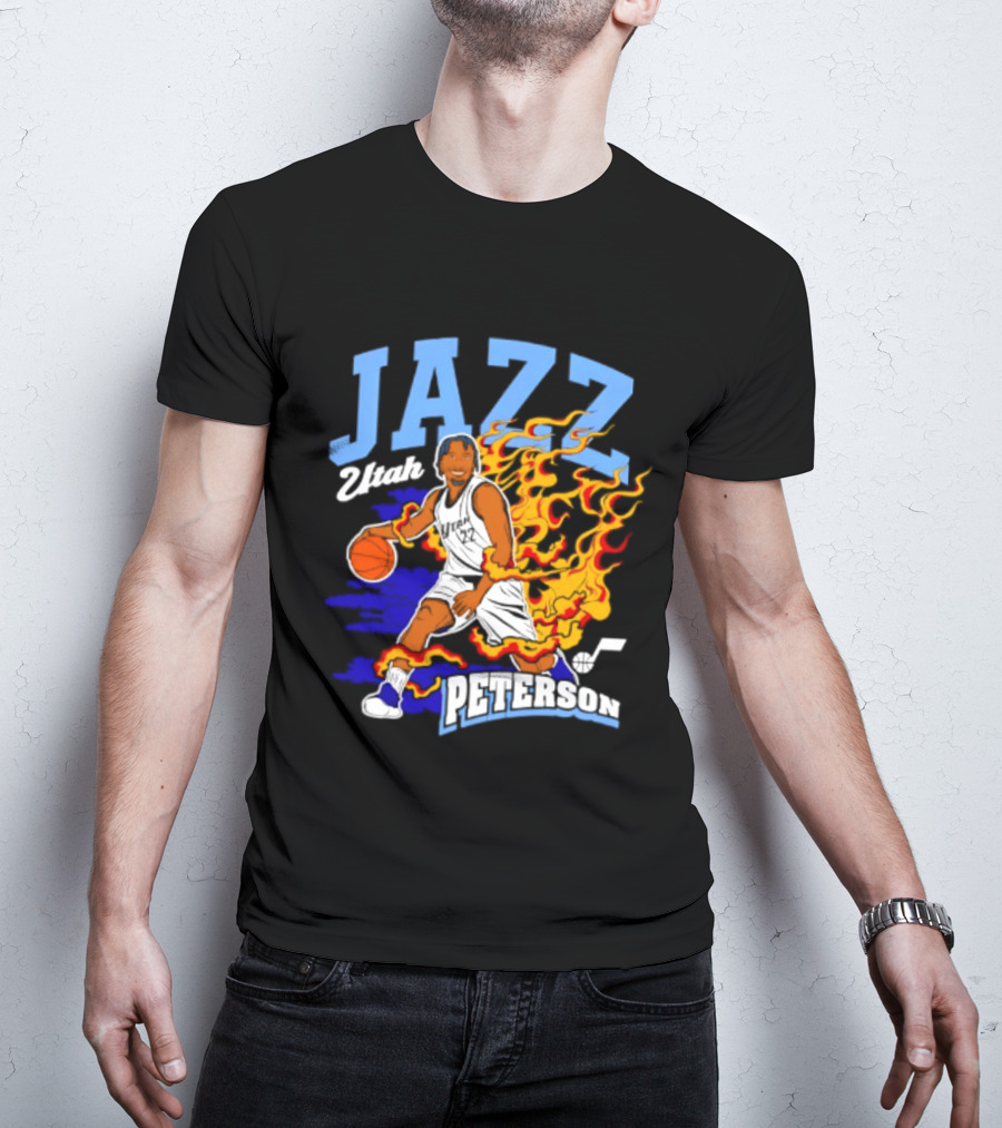 Utah Jazz Darryn Peterson Fiery Basketball Action Fan T-Shirt