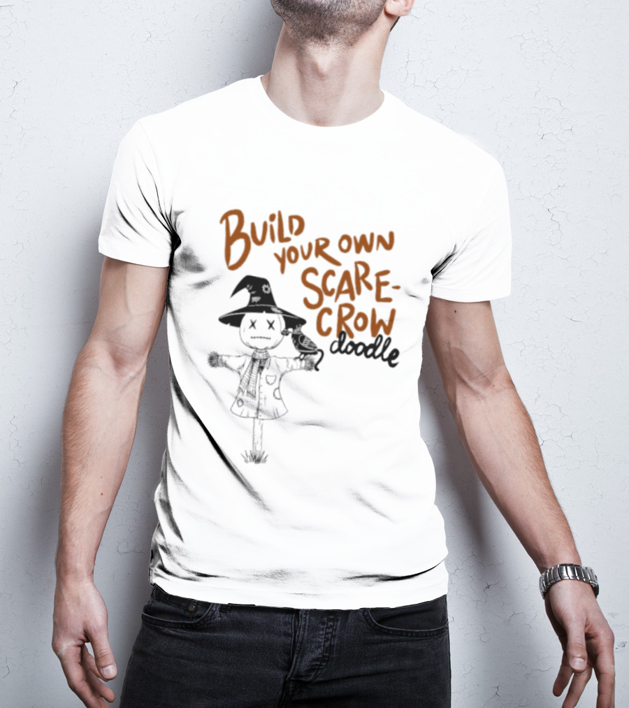 Build Your Own Scarecrow Doodle Halloween Tetedoodles T-Shirt