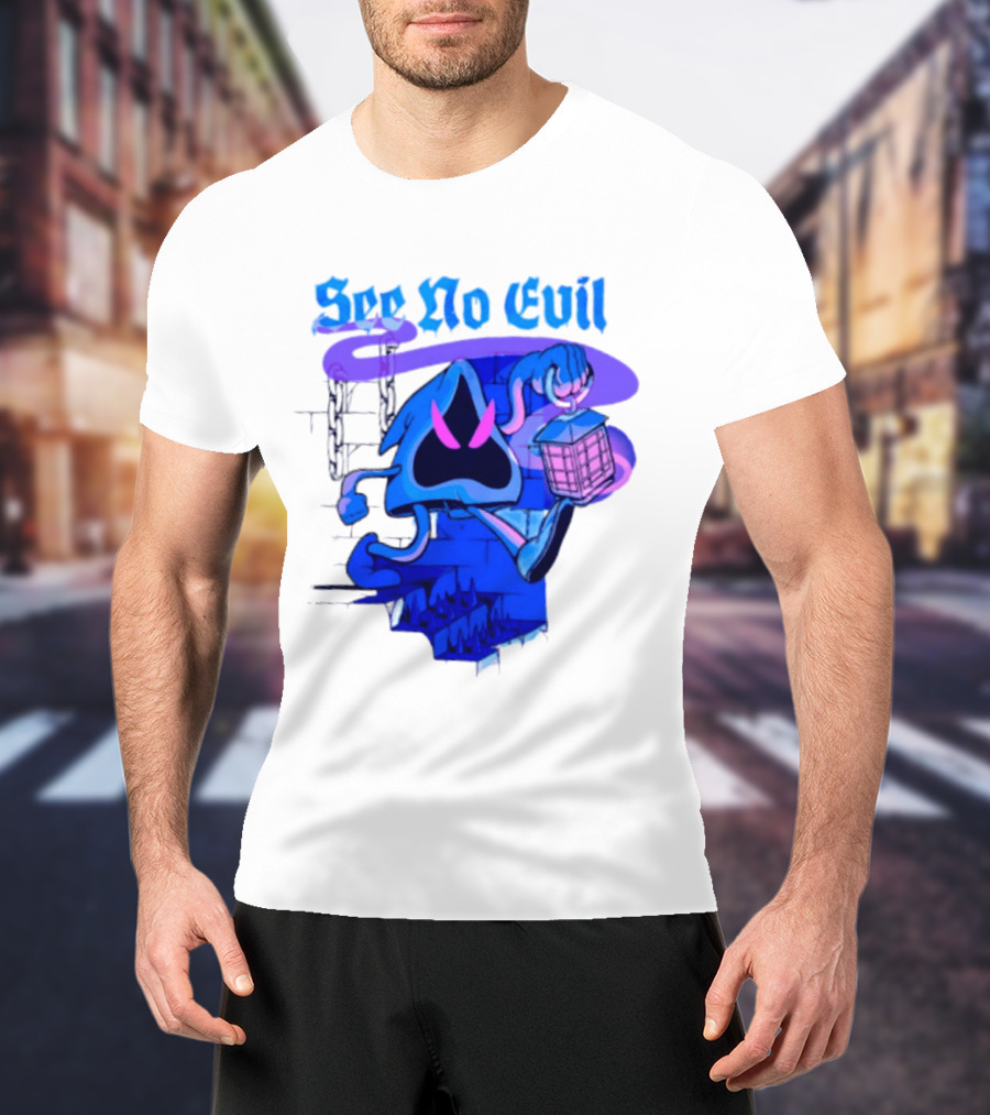 See No Evil Grim Reaper Lantern Spooky T-Shirt