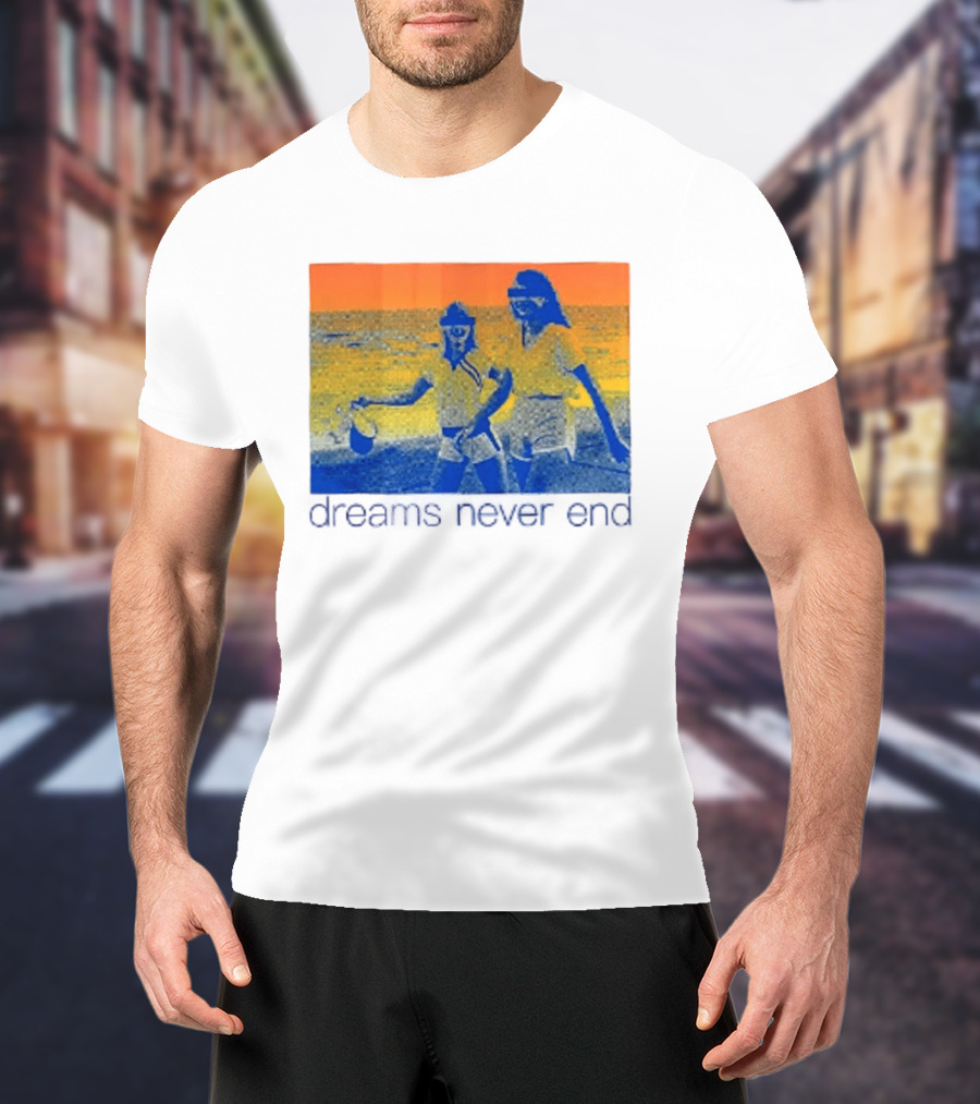 Dreams Never End DFA Records New York City Retro Beach Scene T-Shirt