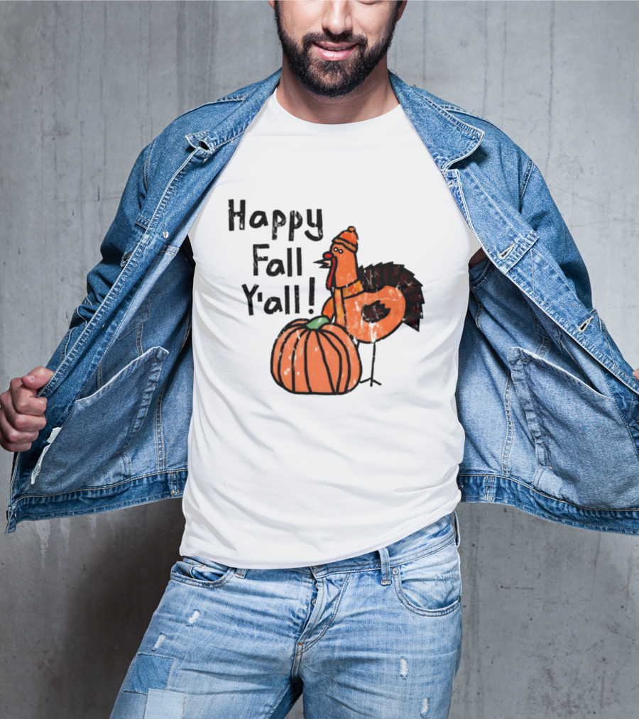 Happy Fall Y'all Turkey Pumpkin Thanksgiving Fun T-Shirt