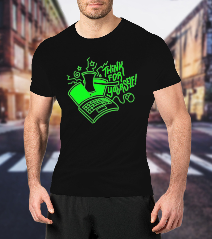 Avi Matzo X RAYGUN Think For Yourself Computer Stars Green T-Shirt