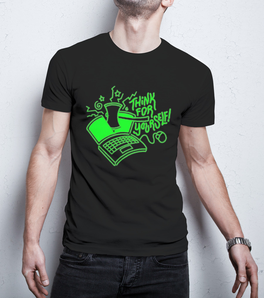 Avi Matzo X RAYGUN Think For Yourself Computer Stars Green T-Shirt
