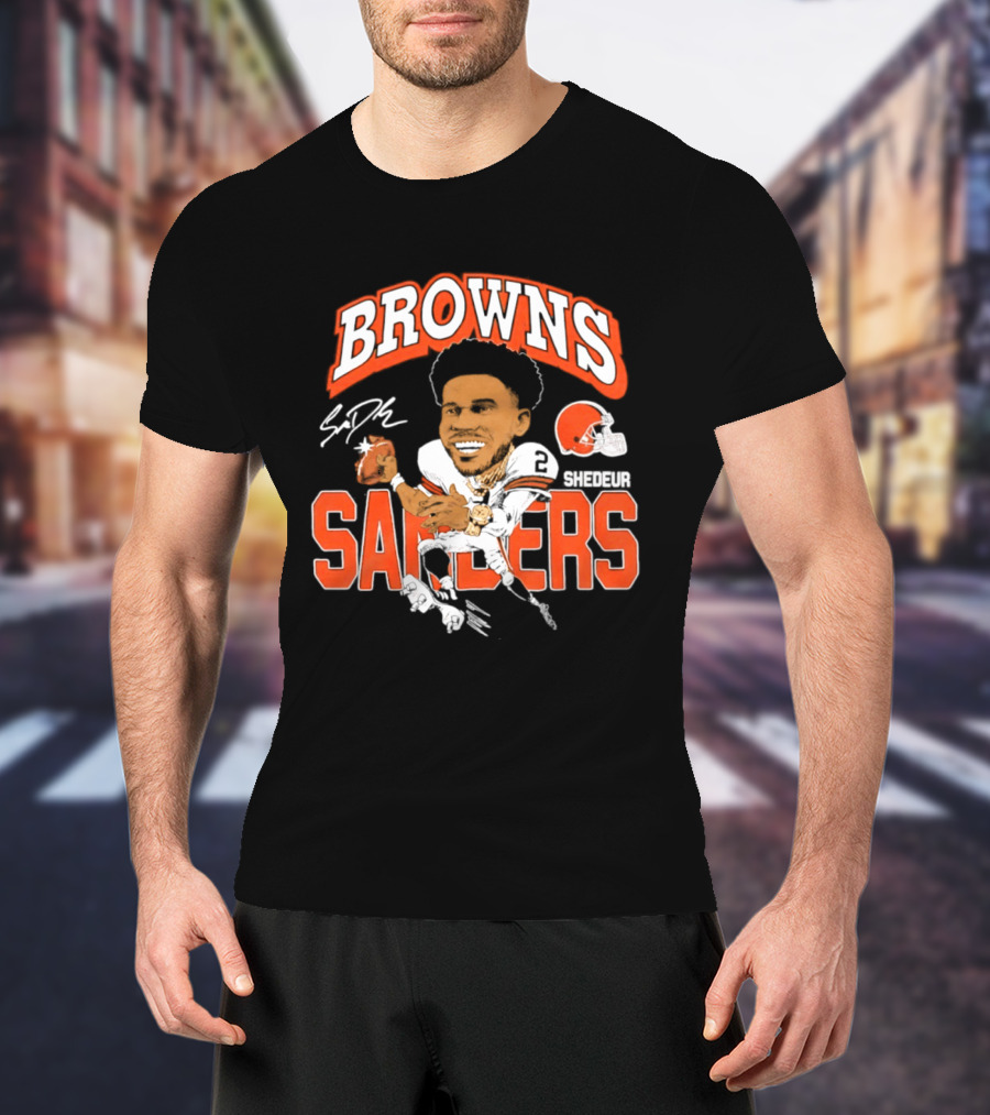 Browns Shedeur Sanders Football Caricature NFL Athlete T-Shirt