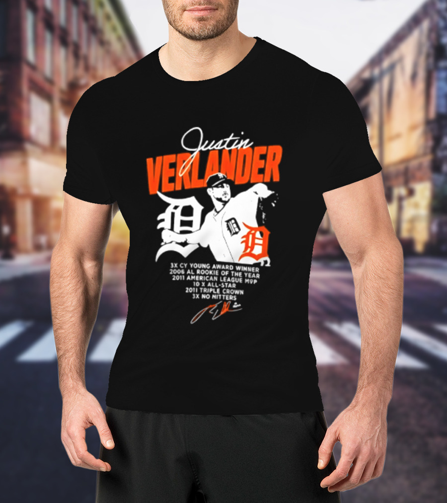 Justin Verlander 35 Detroit Tigers MLB MVP 2006 AL Rookie Cy Young T-Shirt