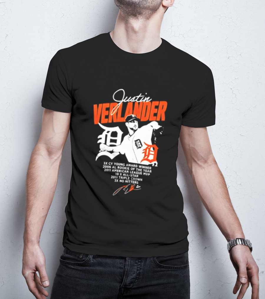 Justin Verlander 35 Detroit Tigers MLB MVP 2006 AL Rookie Cy Young T-Shirt