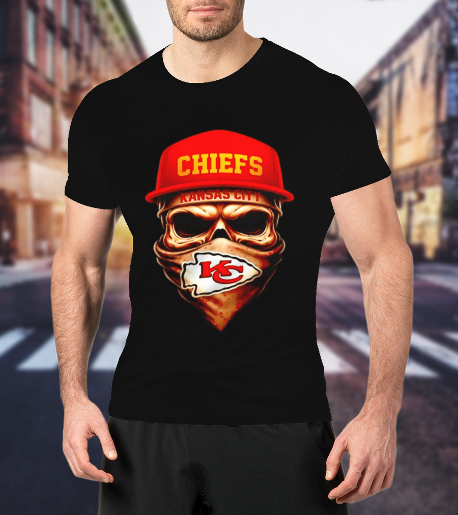 Kansas City Chiefs Skull Bandana KC T-Shirt