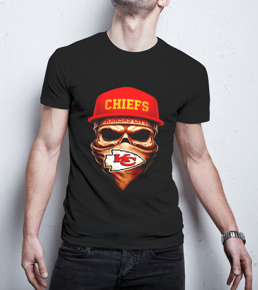 Kansas City Chiefs Skull Bandana KC T-Shirt