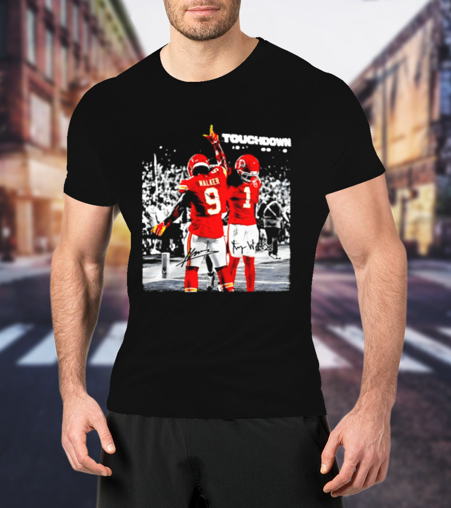 Kenneth Walker III Xavier Worthy Kansas City Chiefs Touchdown Celebration T-Shirt