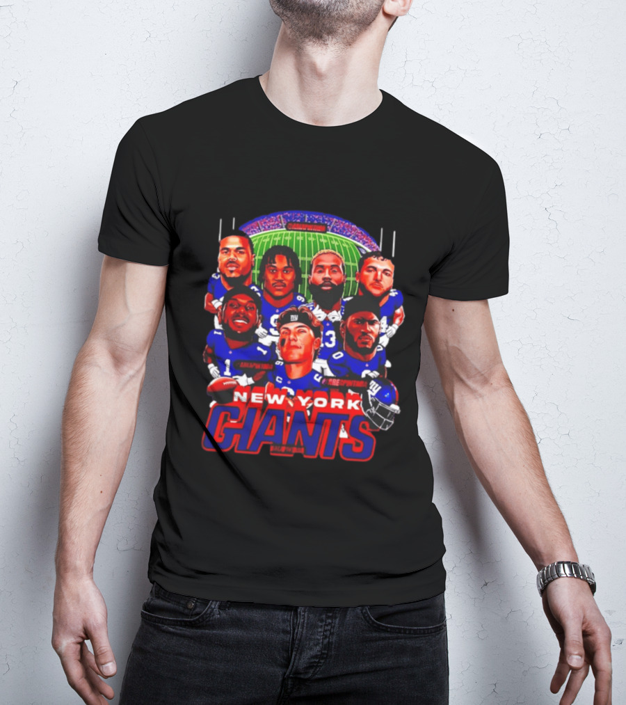 New York Giants Football Players Caricature Stadium T-Shirt
