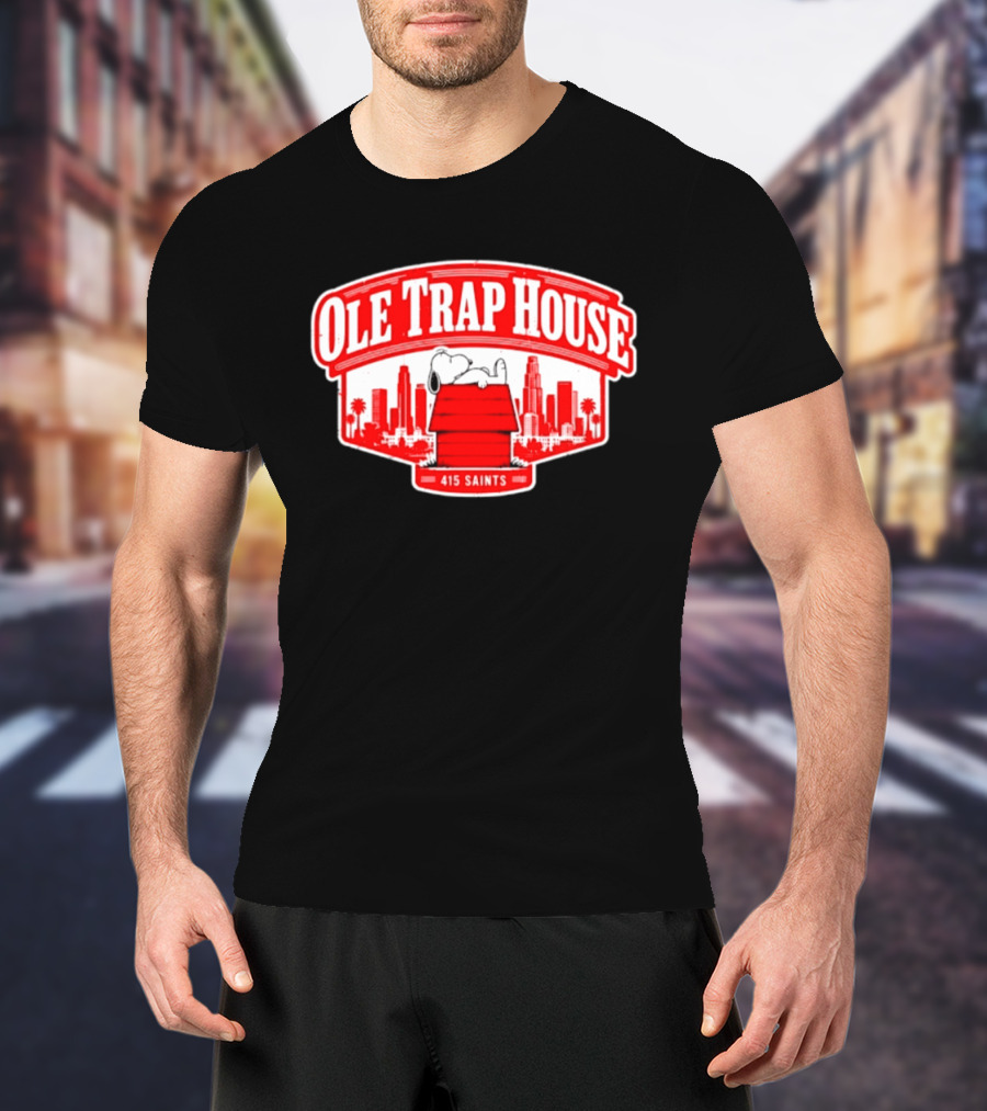 Ole Trap House Snoopy 415 Saints Skyline T-Shirt