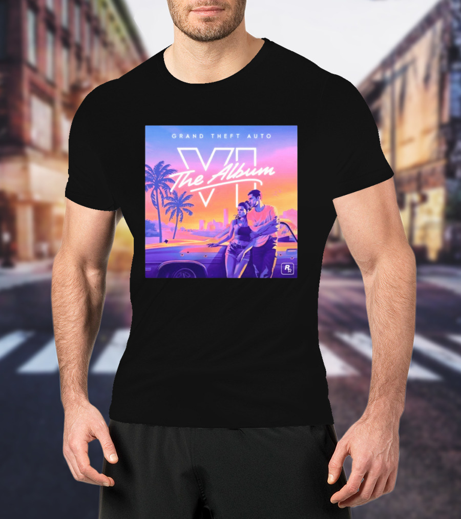 Grand Theft Auto VI The Album 2026 Retro Sunset Vibes T-Shirt