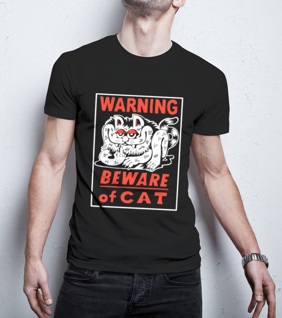 Warning Beware Of Cat Halloween Creepy Eyes T-Shirt