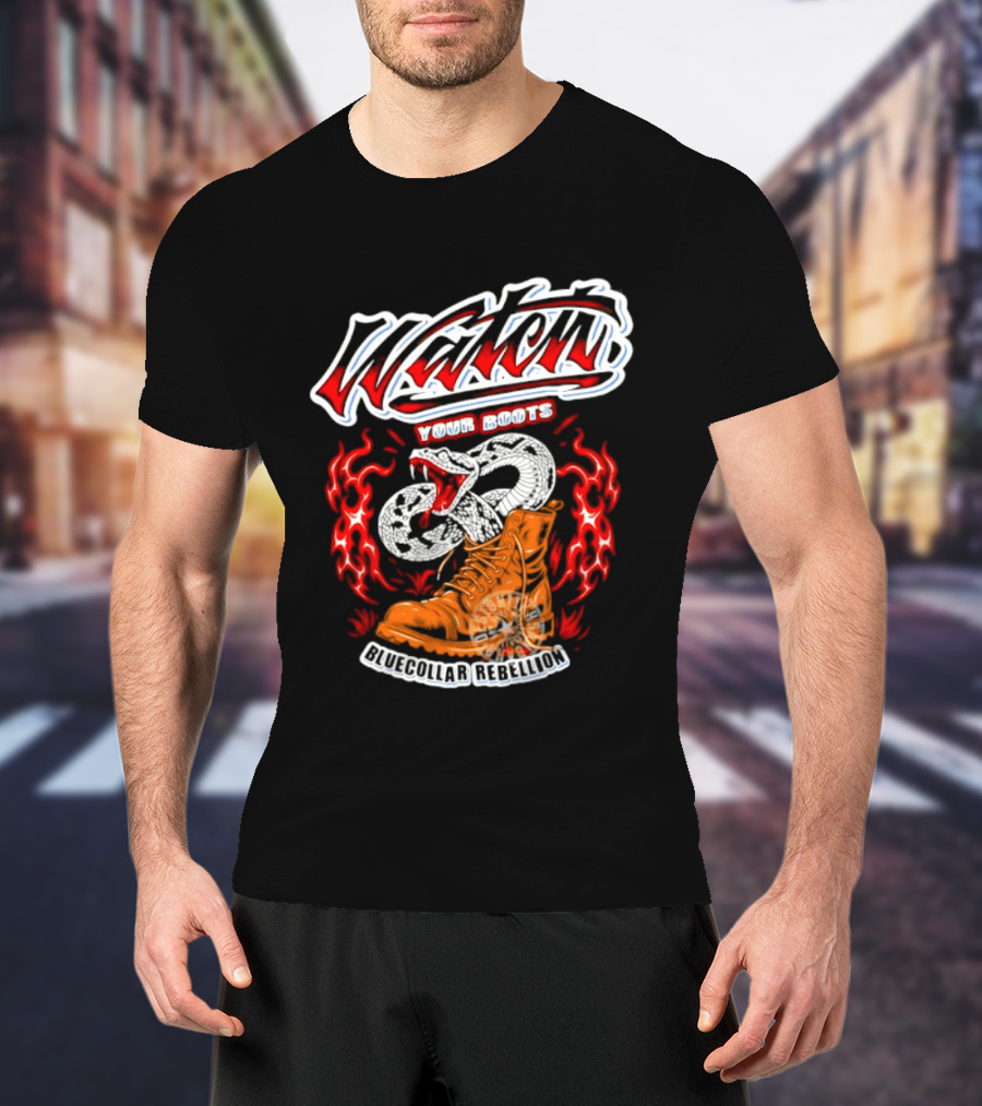 Your Boots Snake Fire Blue Collar Rebellion T-Shirt