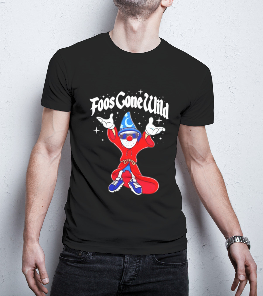 Foos Gone Wild Wizard Streetwear Cartoon Character With Blue Hat And Sunglasses T-Shirt