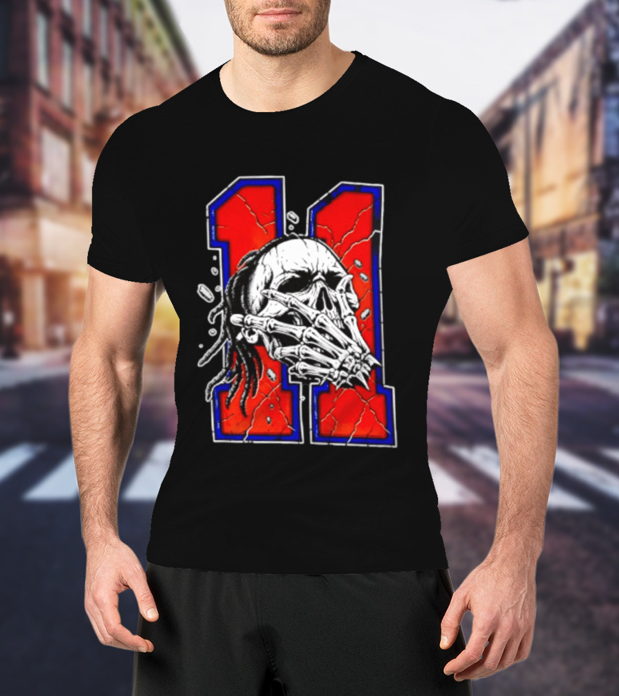New York Knicks Jalen Brunson Captain Clutch Skull Number 11 T-Shirt