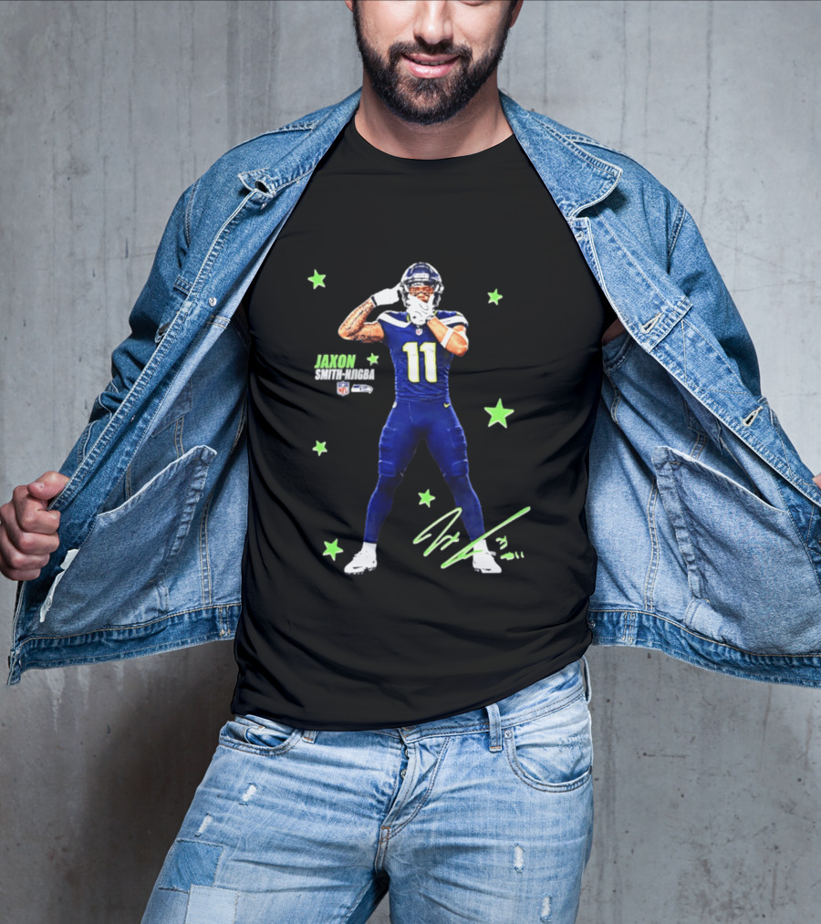 Jaxon Smith Njigba Seattle Seahawks Number 11 NFL Star Player T-Shirt