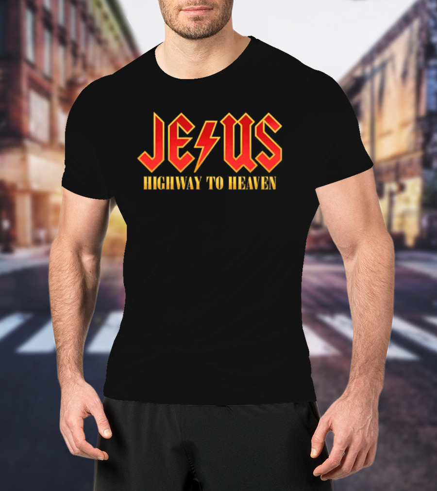 Jesus Highway To Heaven Lightning Bolt T-Shirt