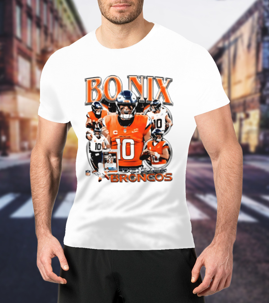 Bo Nix Denver Broncos 2026 Player #10 Collage T-Shirt