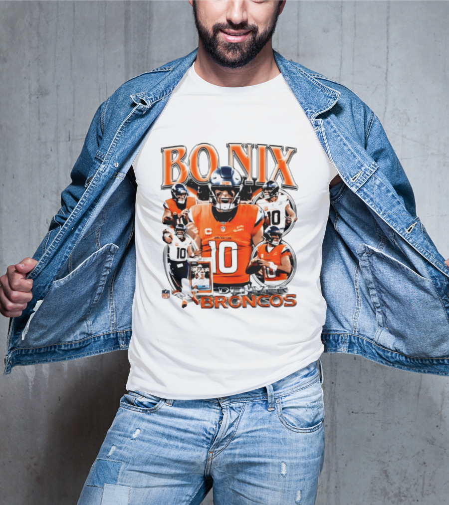 Bo Nix Denver Broncos 2026 Player #10 Collage T-Shirt