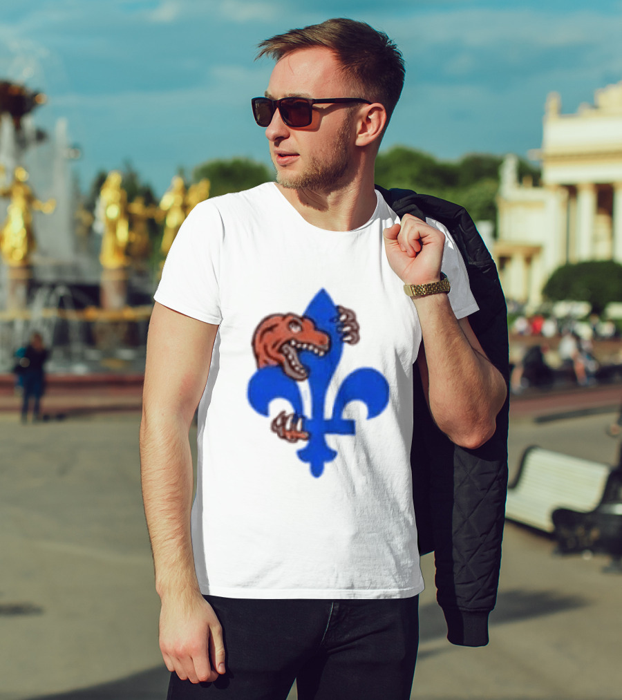 2026 Raptors Quebec Canada Games Fleur De Lis And Dinosaur T-Shirt