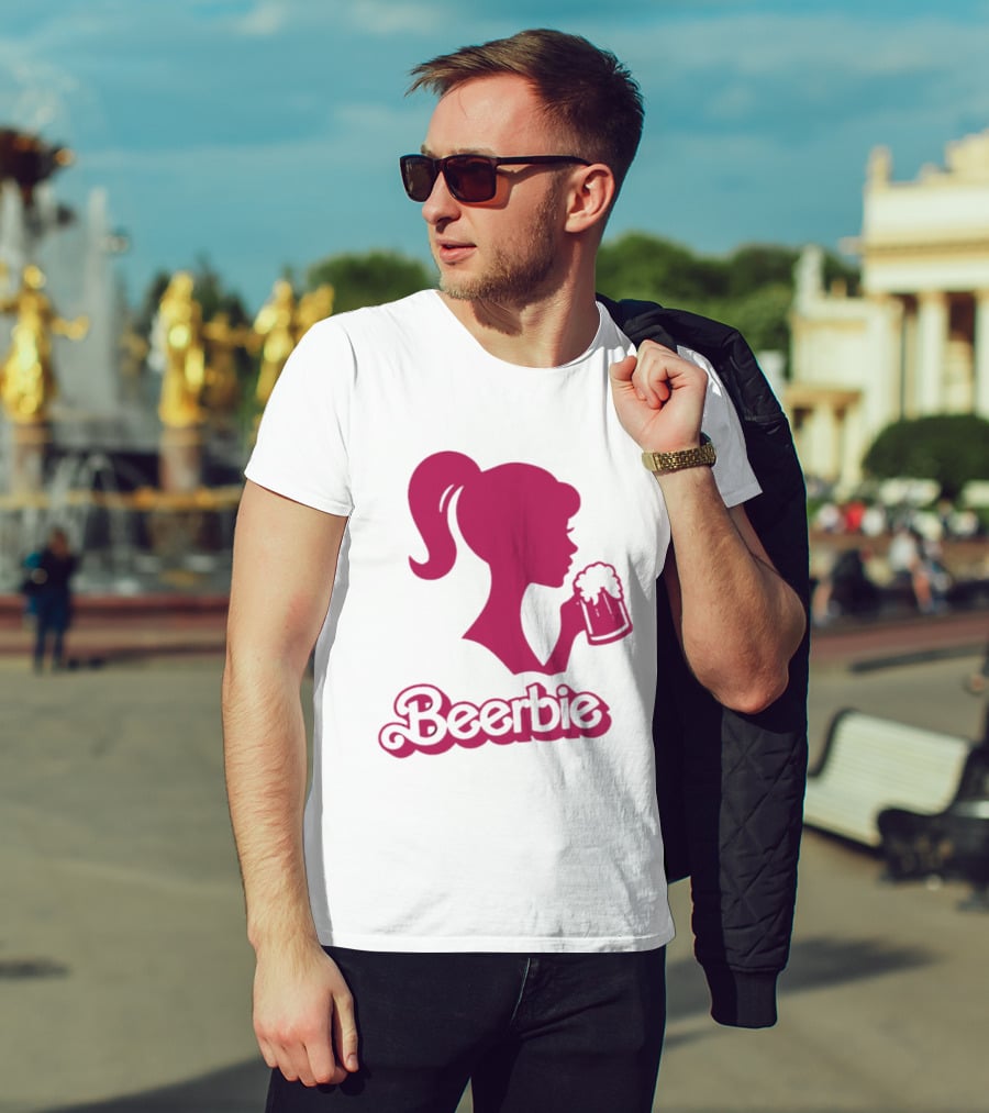 Beerbie Pink Beer Barbie Icon With Beer T-Shirt