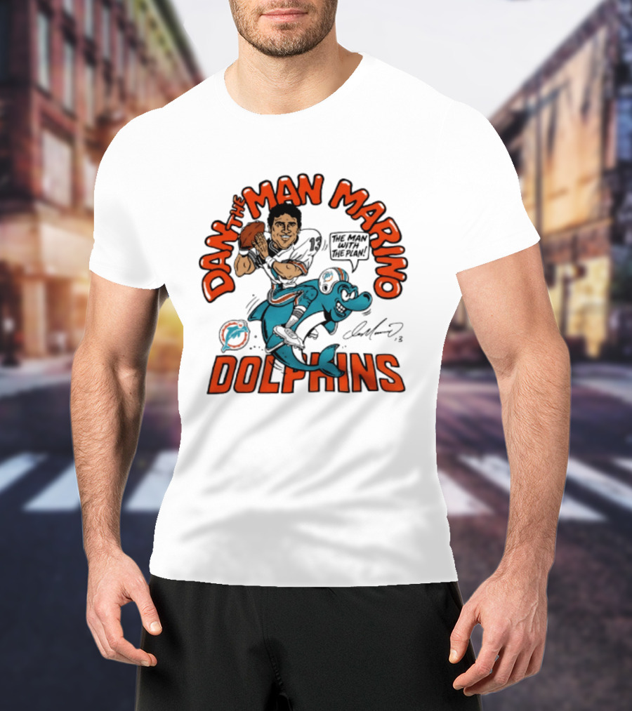 Dan The Man Marino Dolphins Football Caricature T-Shirt