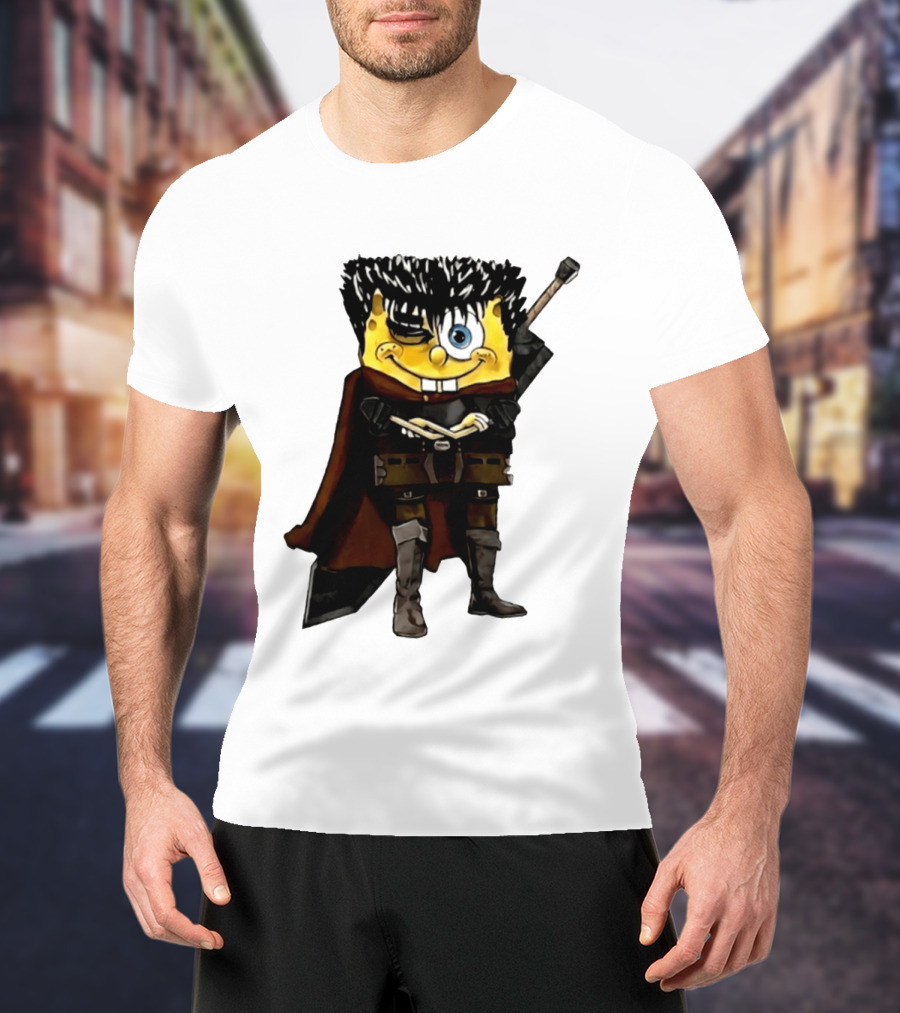 SpongeBob X Berserk Guts Crossover SpongeGuts SquarePants Character Mashup T-Shirt