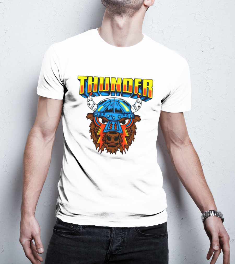 Thunder Buffalo Viking Helmet Bison Basketball T-Shirt