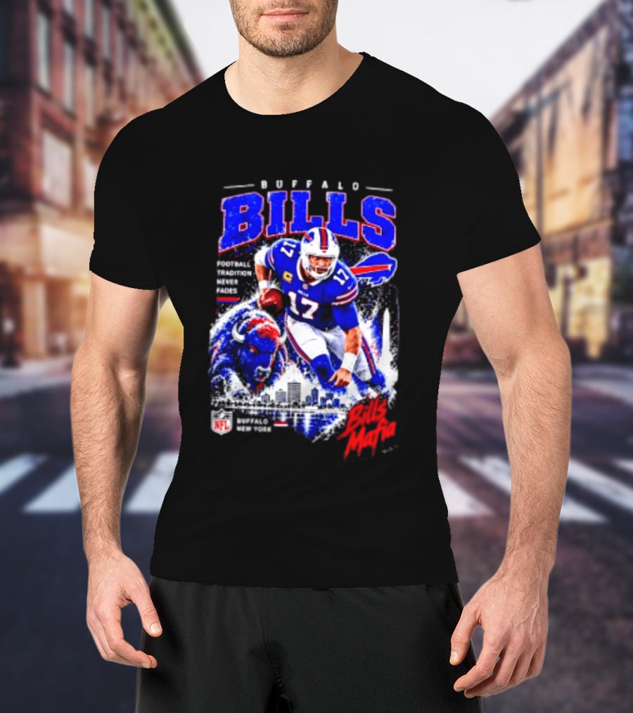 Buffalo Bills Football Tradition Never Fades Bills Mafia NFL Buffalo New York Team Skyline T-Shirt