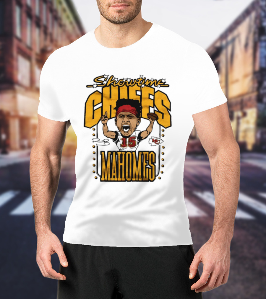 Showtime Chiefs Patrick Mahomes 15 Caricature T-Shirt