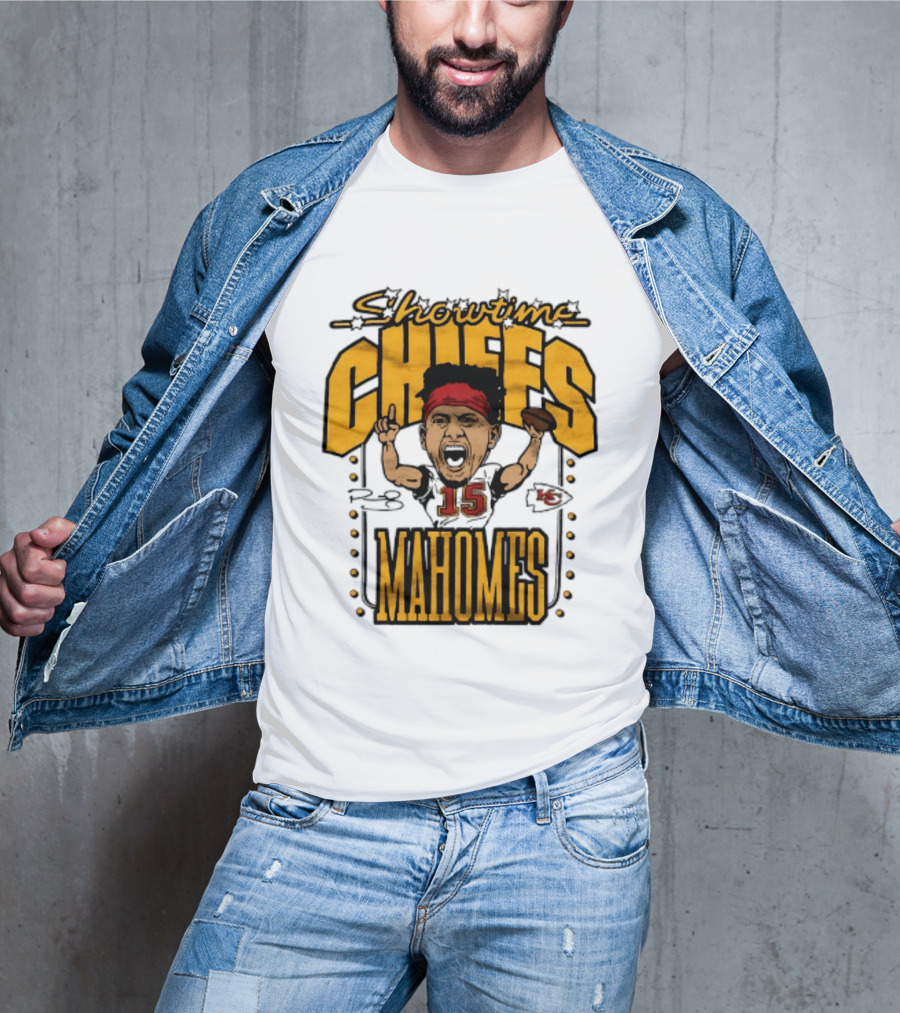 Showtime Chiefs Patrick Mahomes 15 Caricature T-Shirt