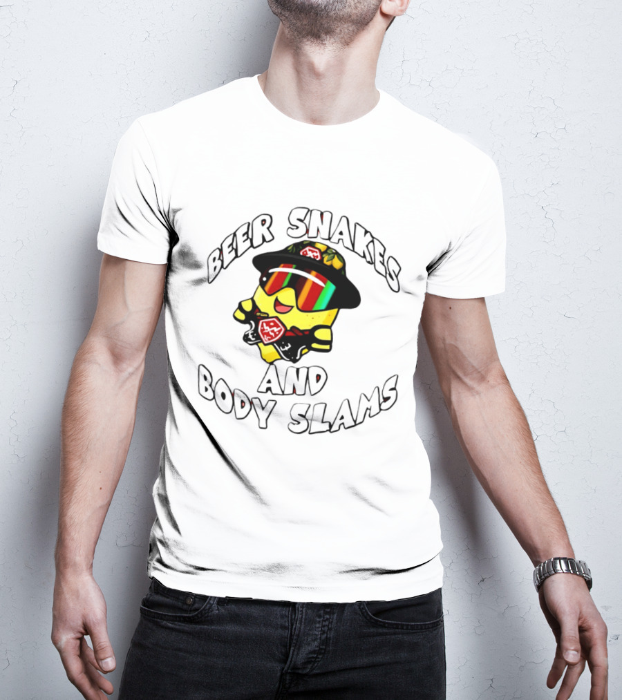 Beer Snakes And Body Slams Lemon Guy Fun Retro 90s T-Shirt