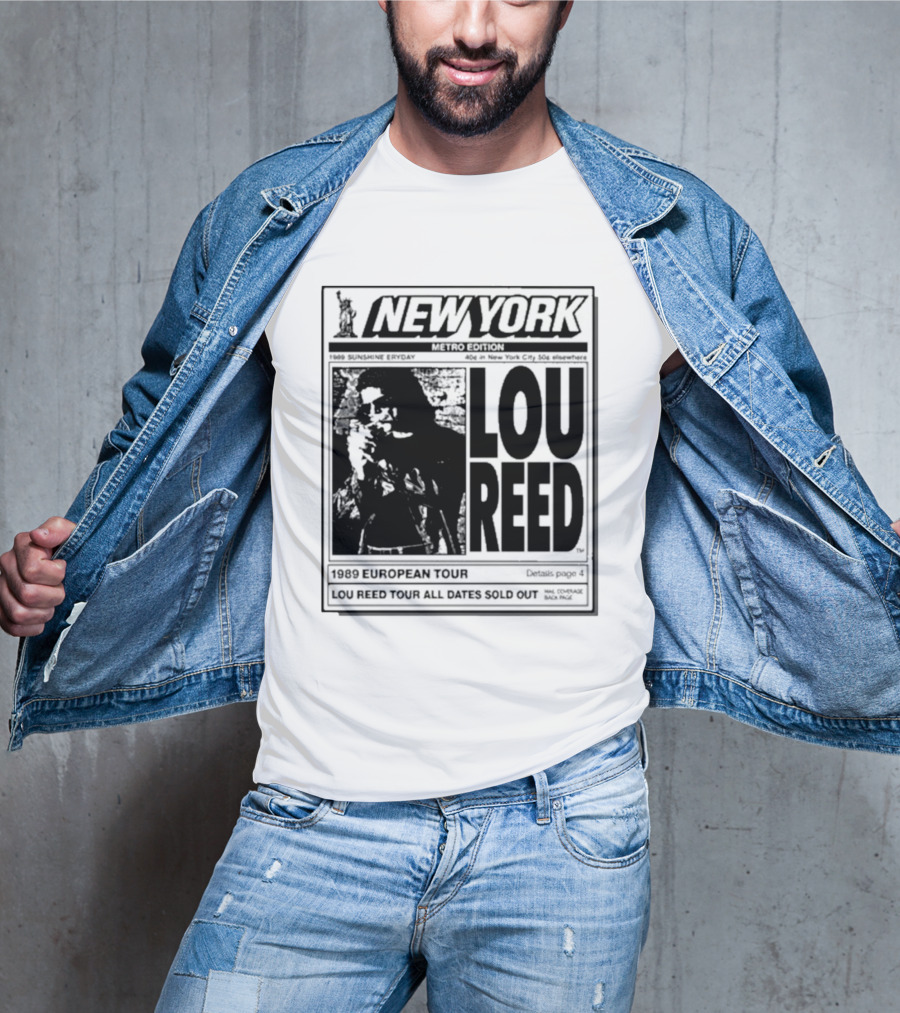 New York Metro Edition Lou Reed 1989 European Tour All Dates Sold Out T-Shirt
