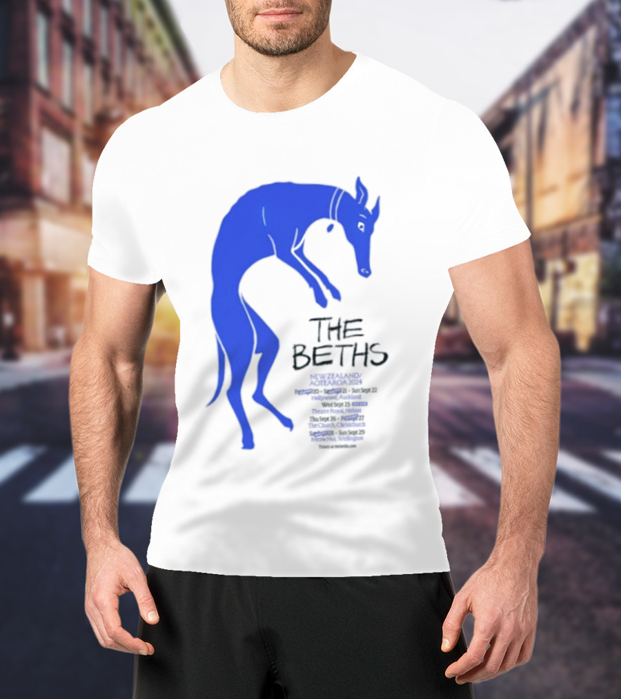 The Beths New Zealand Aotearoa 2024 Tour Blue Jumping Dog T-Shirt