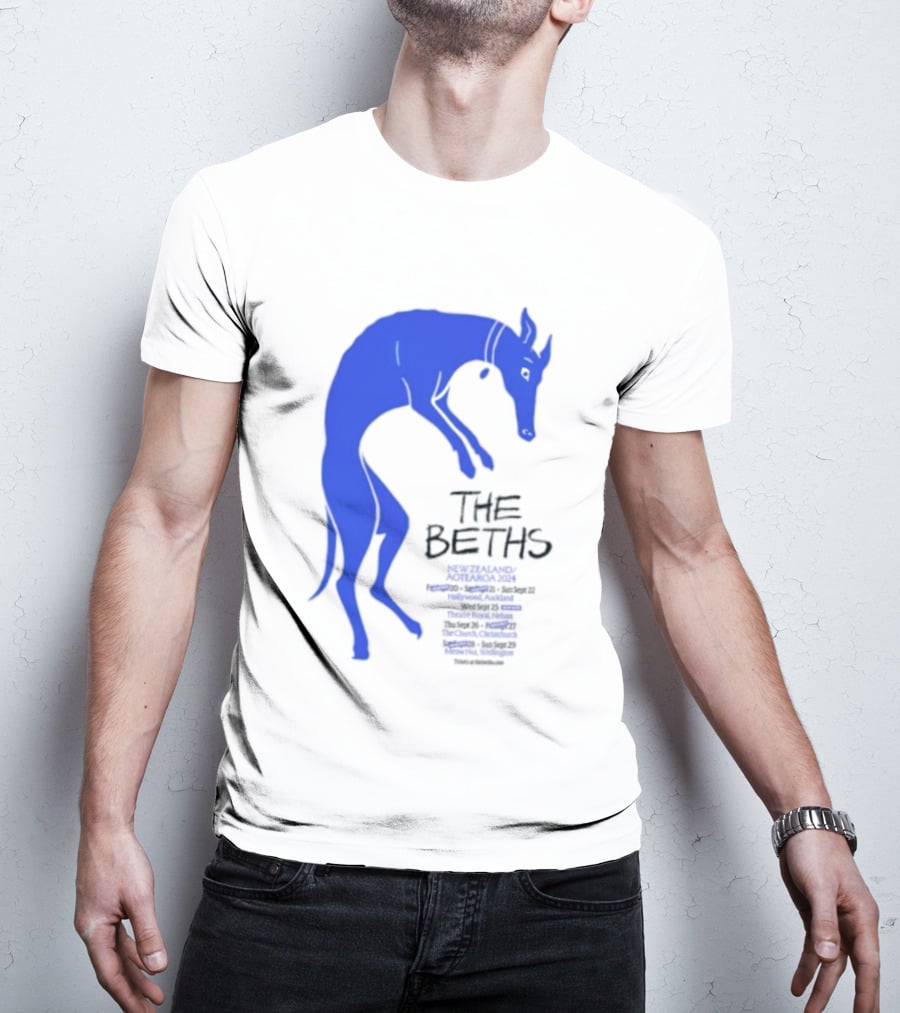 The Beths New Zealand Aotearoa 2024 Tour Blue Jumping Dog T-Shirt