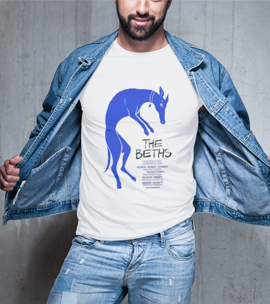 The Beths New Zealand Aotearoa 2024 Tour Blue Jumping Dog T-Shirt