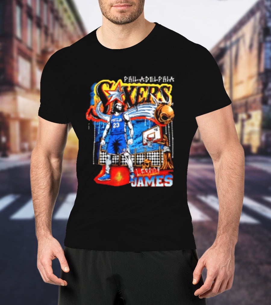 Philadelphia 76ers LeBron James Skeleton Basketball T-Shirt