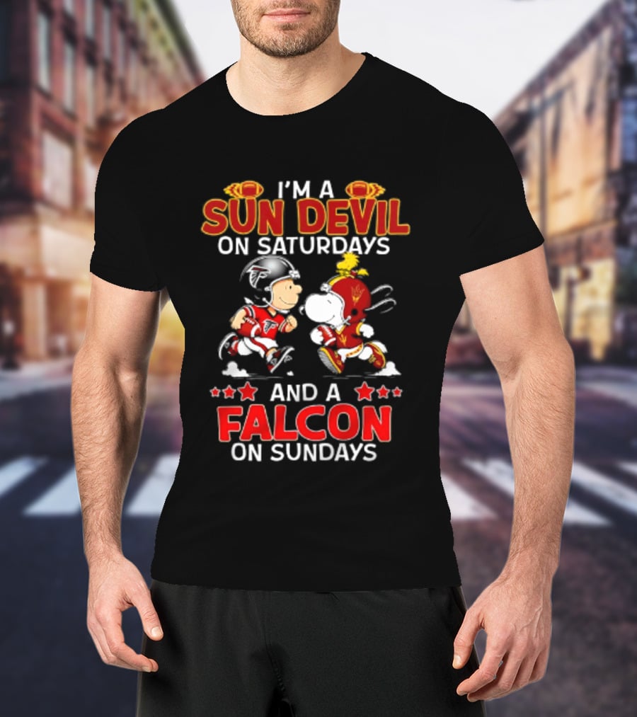 Peanuts Sun Devil On Saturdays Falcons On Sundays T-Shirt