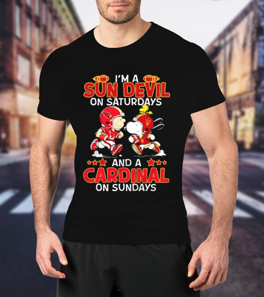 I'm A Sun Devil On Saturdays And A Cardinal On Sundays Peanuts Football Characters T-Shirt