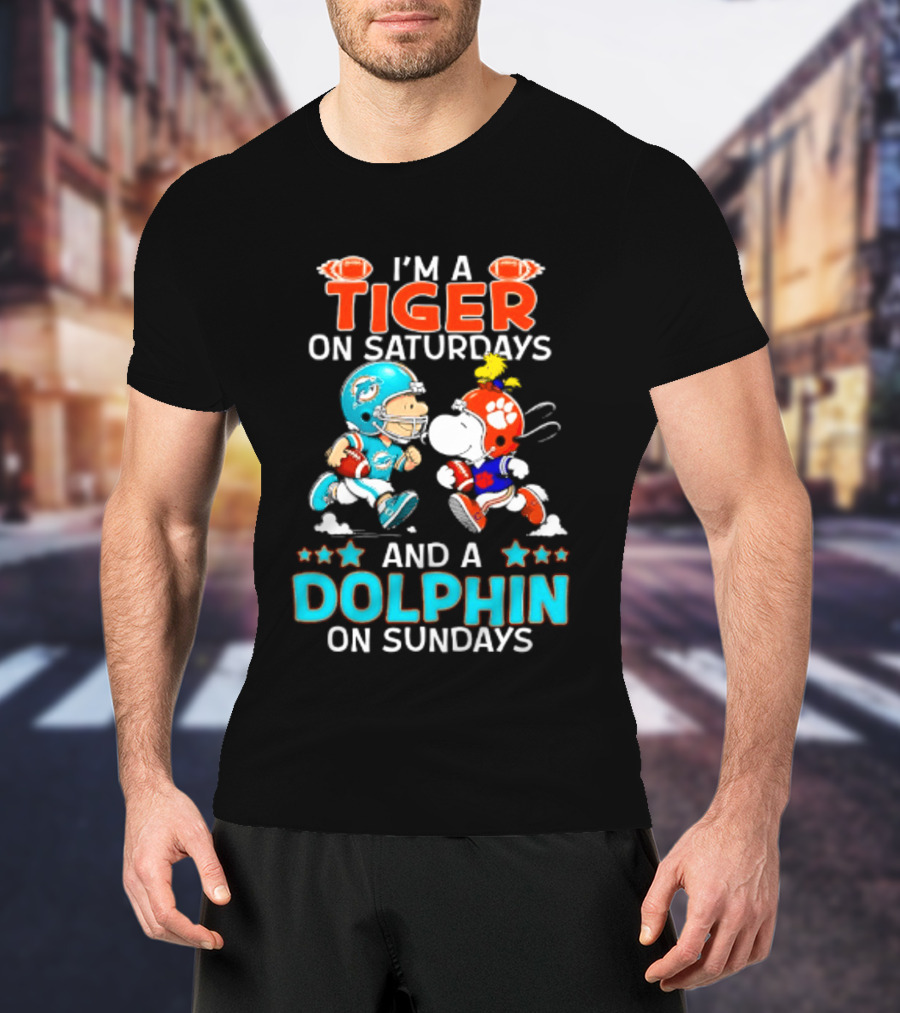 I'm A Tiger On Saturdays And A Dolphin On Sundays Peanuts Football T-Shirt