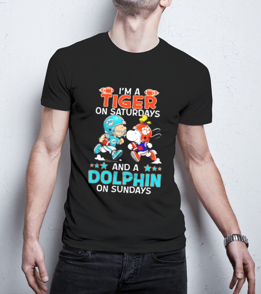 I'm A Tiger On Saturdays And A Dolphin On Sundays Peanuts Football T-Shirt