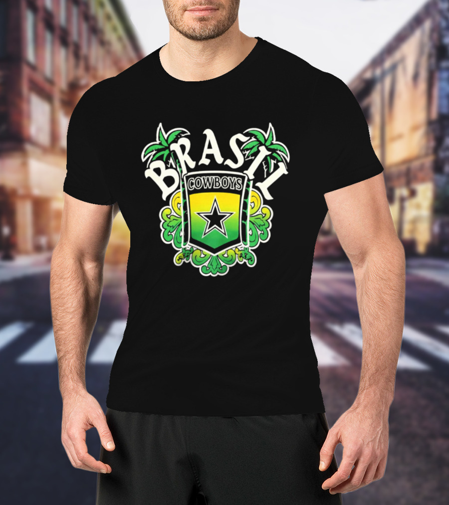 Brasil Cowboys Star Shield Palms Green Yellow T-Shirt