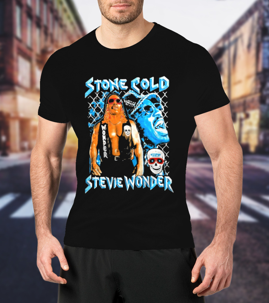 Stone Cold Stevie Wonder Collaboration Red Sunglasses T-Shirt