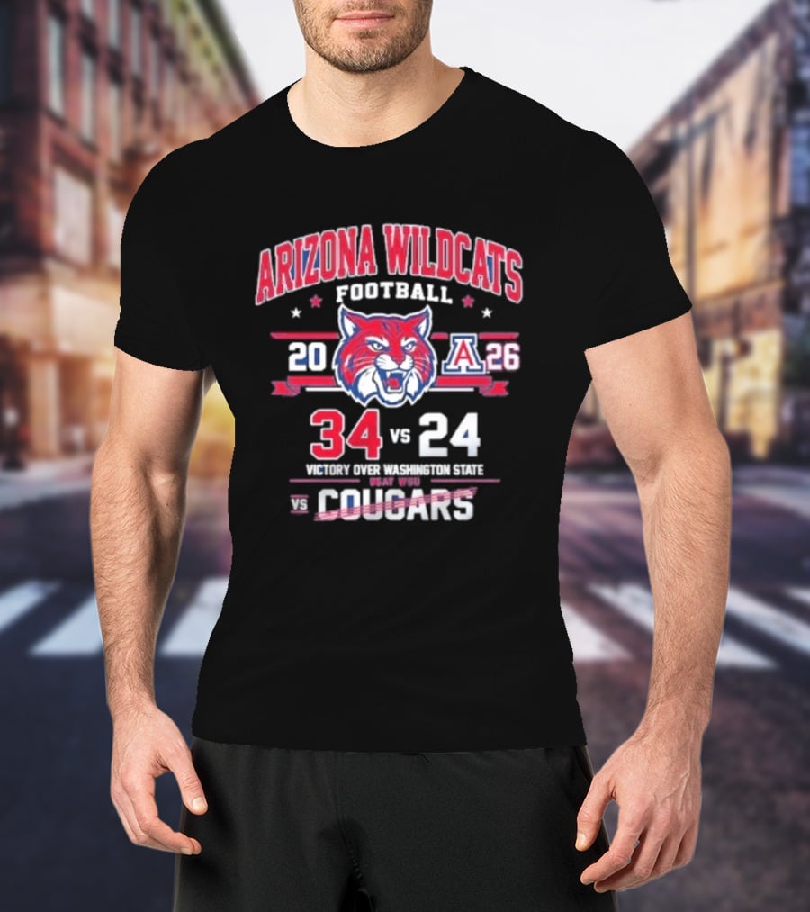 Arizona Wildcats Football 2026 Victory Over Washington State Cougars 34 24 T-Shirt