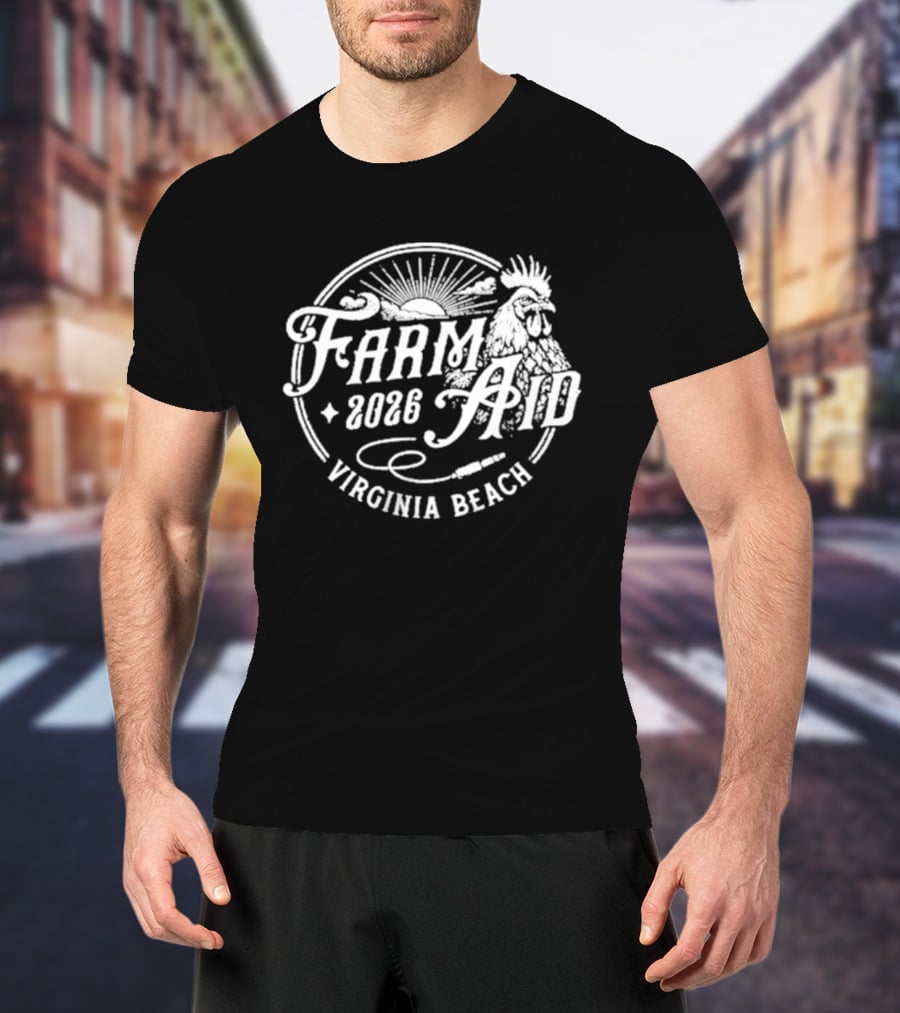 Farm Aid 2026 Virginia Beach Concert Rooster Sunburst T-Shirt